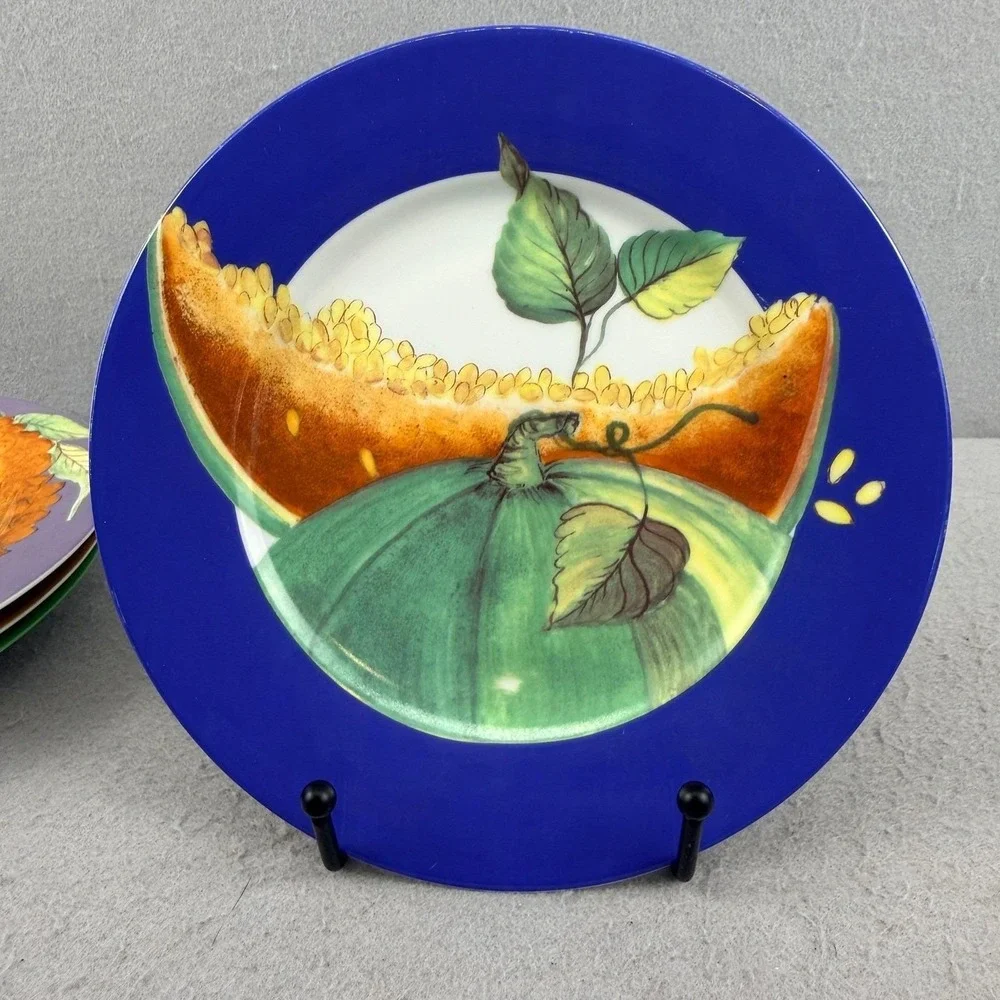 Philippe Deshoulieres Limoges Fruits‎ Exotiques Dessert Plates Set of 4 France